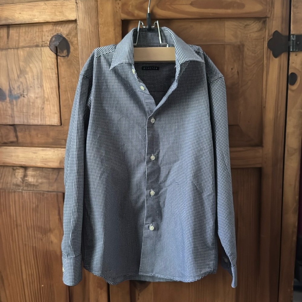 Chaps blue/white plaid button up, boys size 8